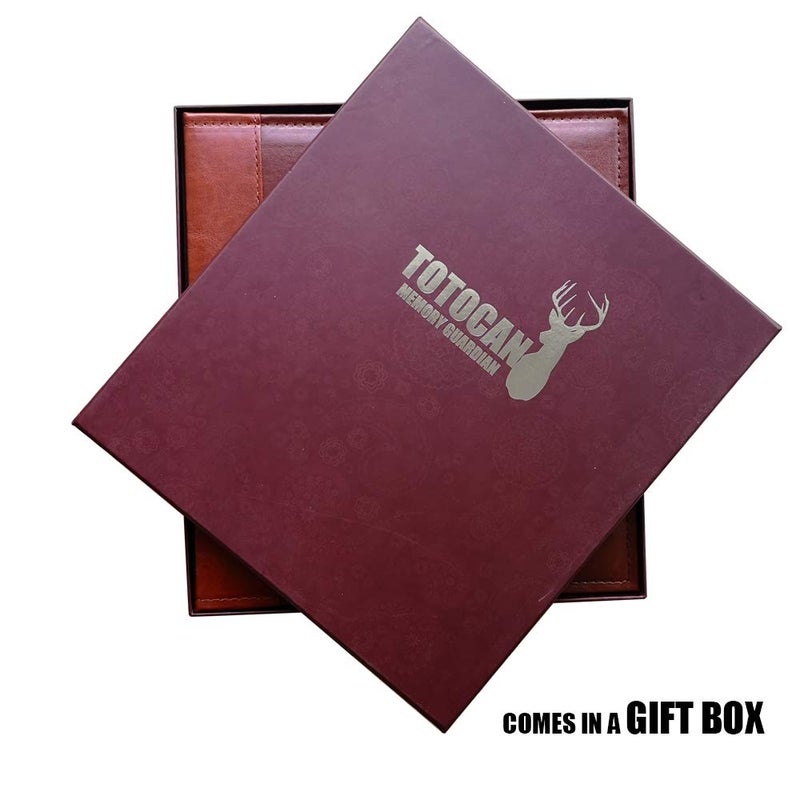 Totocan Memory Guardian Large Photo Albums, 5x7, 360 Pockets, Holds 360 Photos with Writing Memo, Vintage Leather Cover, Brown - Image 3
